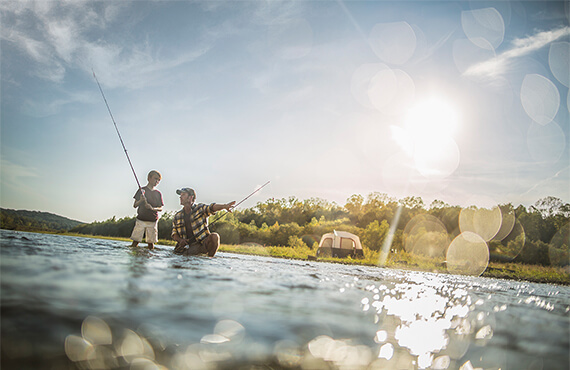 A father and son fishing