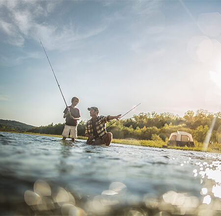 A father and son fishing